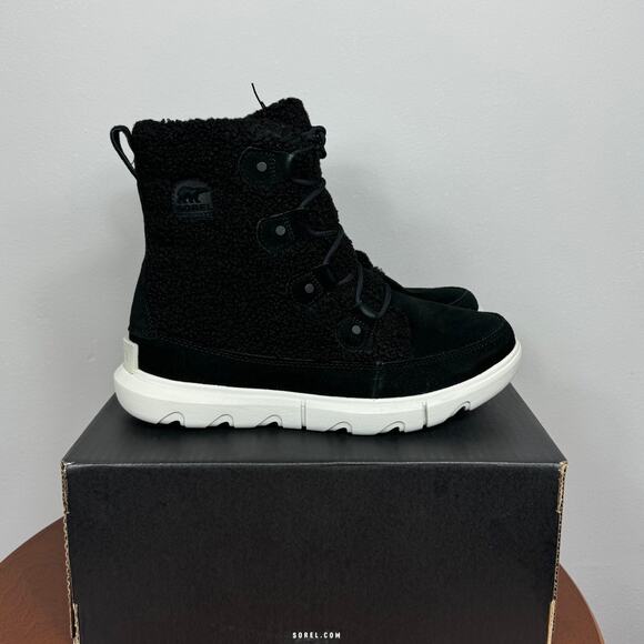 New Sorel Explorer Next Joan Cozy Boots in Black Suede/Faux Shearling Size 10 - Picture 6 of 9